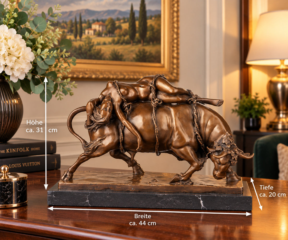 Bronze Skulptur Entführung Europas - signierte Mythologie Figur auf Marmorsockel