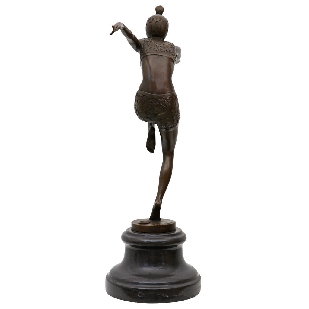Bronze Skulptur „Con Brio“ nach Ferdinand Preiss – Tänzerin auf Marmorsockel