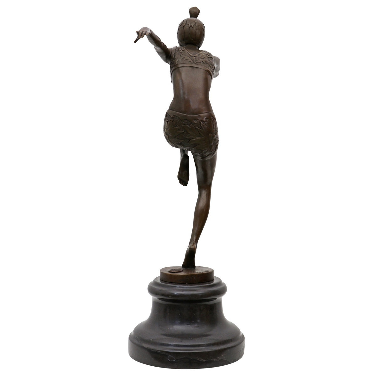 Bronze Skulptur „Con Brio“ nach Ferdinand Preiss – Tänzerin auf Marmorsockel