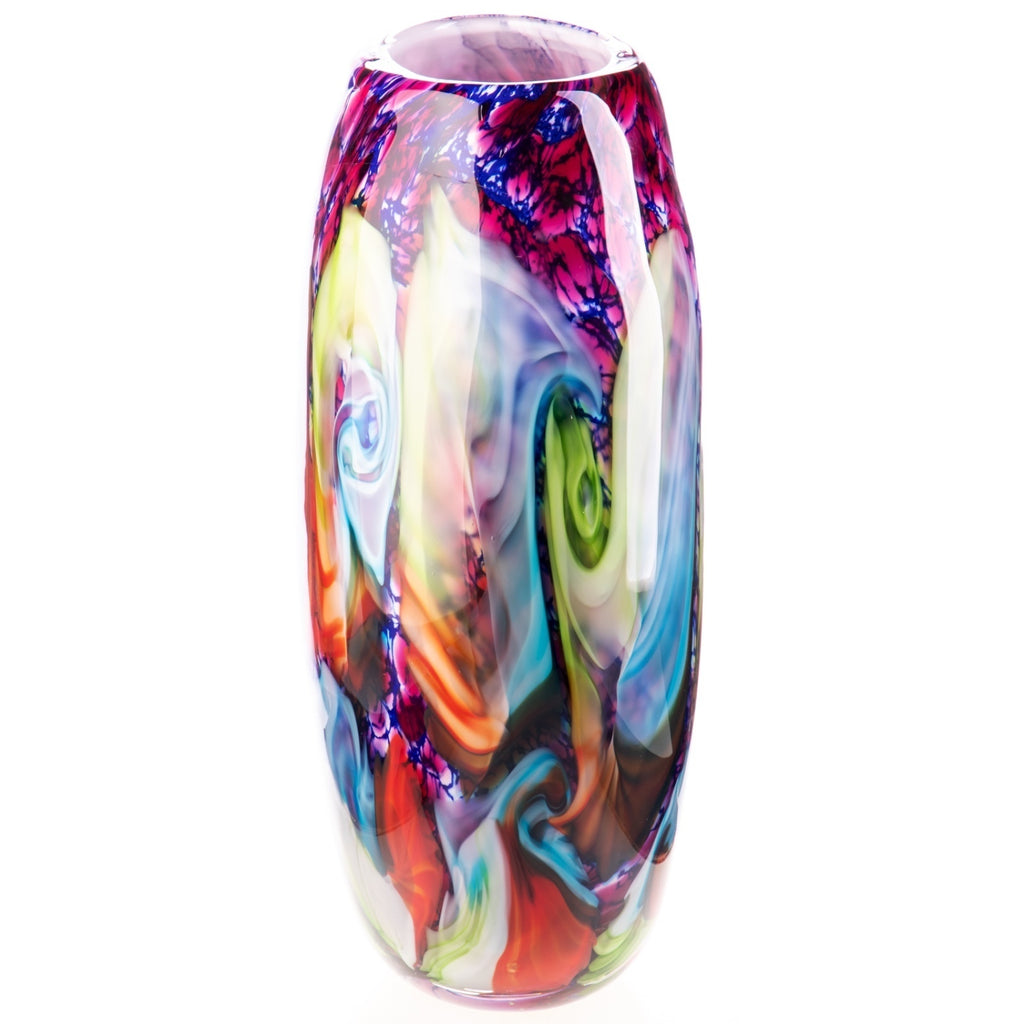 Exklusive Murano Glas Vase – Farbenprächtige Glasvase mit abstraktem Muster
