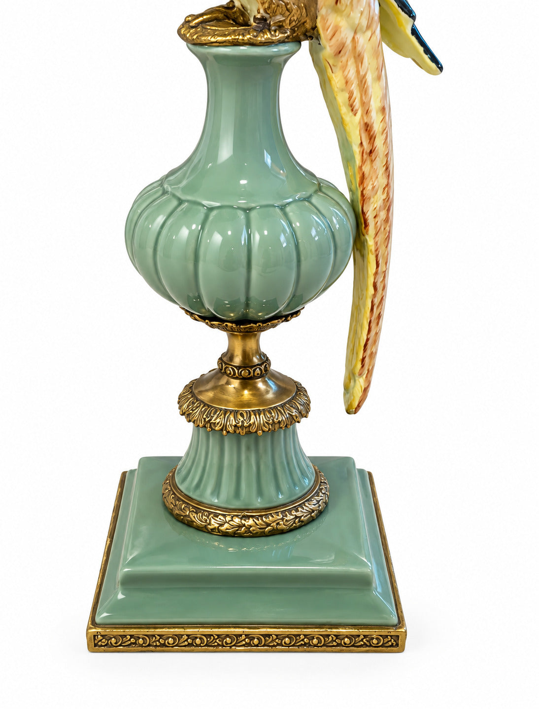 Kerzenhalter-Set Papageien aus Porzellan & Bronze – 2-teilig, 58 cm