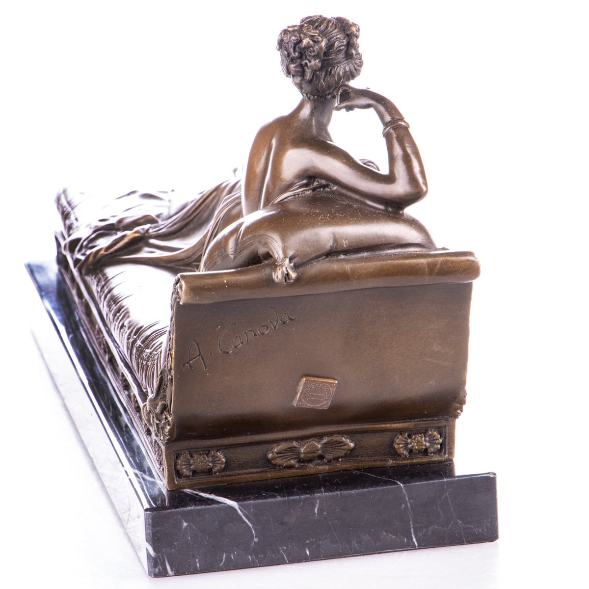 Bronze Skulptur Venus Victrix nach Canova - signierte Figur auf Marmorsockel