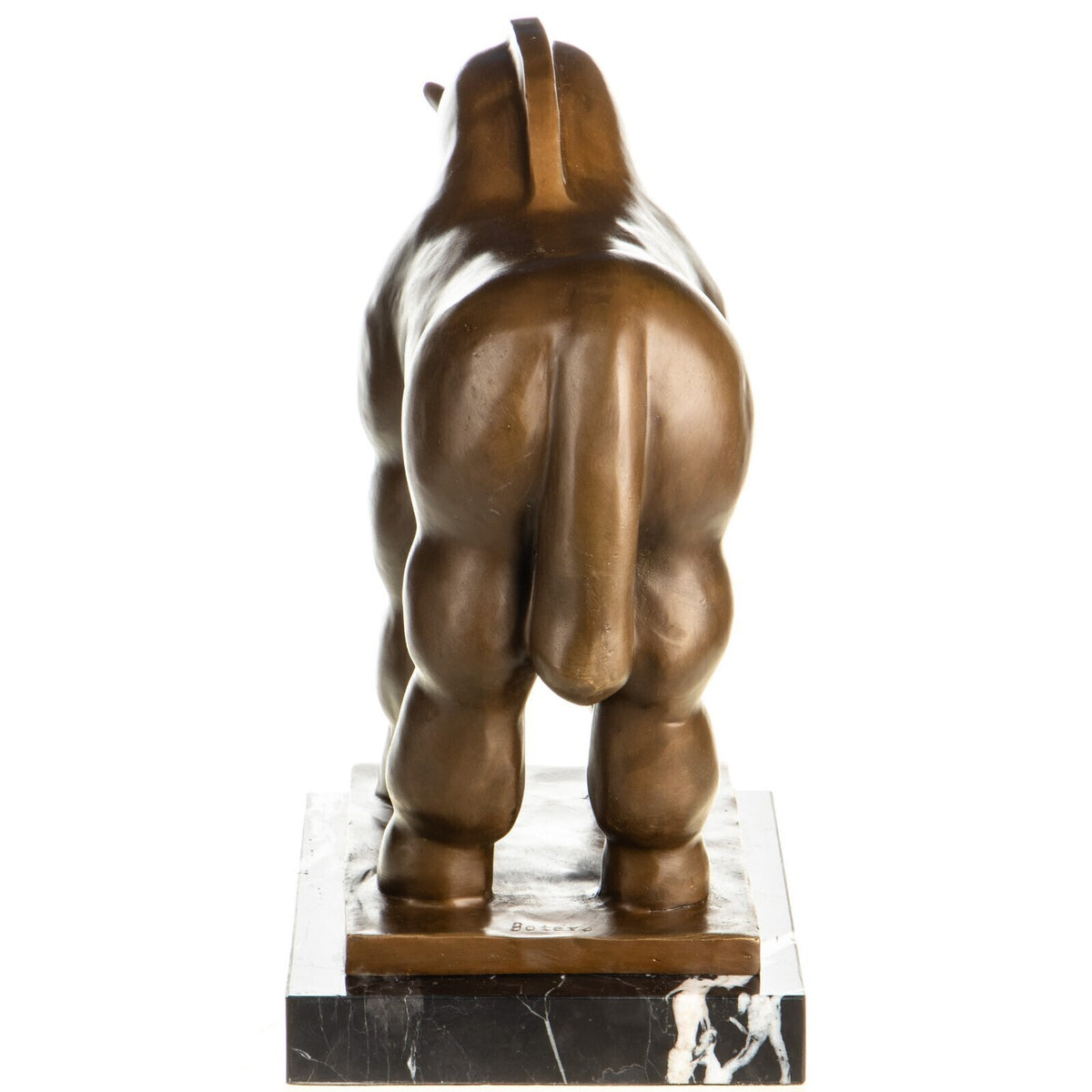 Bronze Skulptur Trojanisches Pferd – signierte Tierfigur auf Marmorsockel