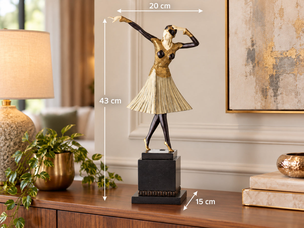 Bronze Skulptur Tänzerin nach D.H Chiparus - signierte Tanzfigur auf Marmorsockel
