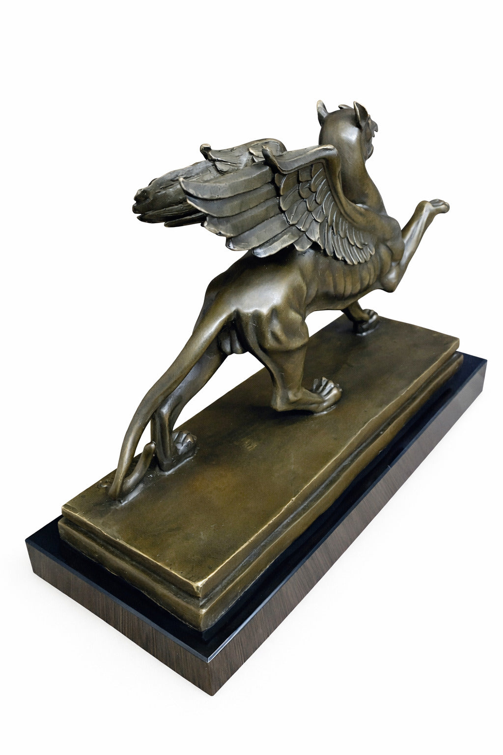 Bronze Skulptur Greif auf Marmorsockel - signierte Mythologie Figur