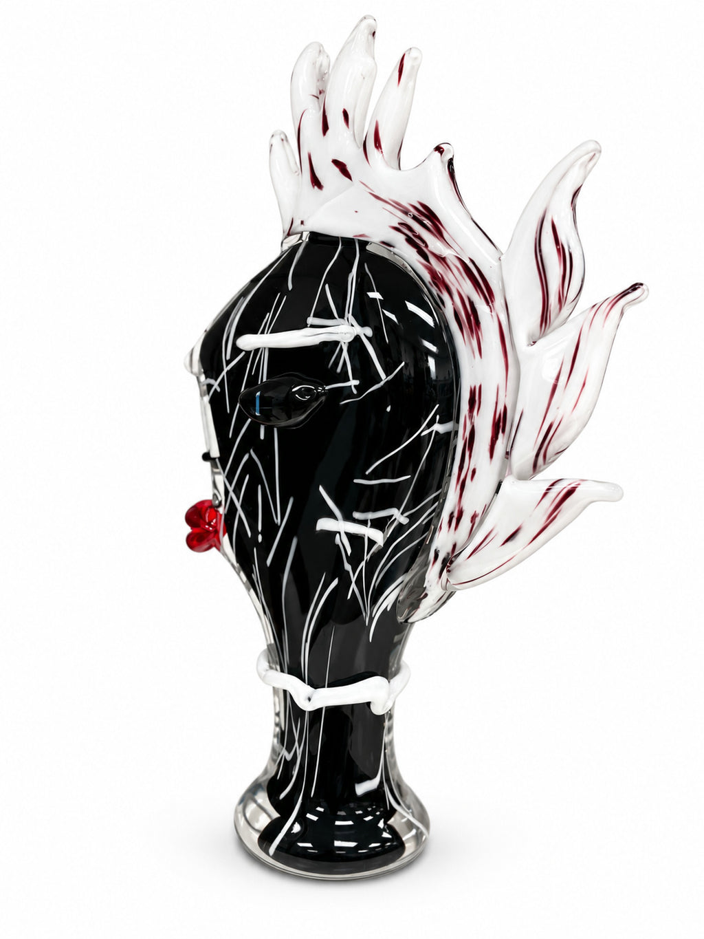 Murano Glasbüste Gesicht Schwarz-Rot – Mundgeblasene Glas Skulptur