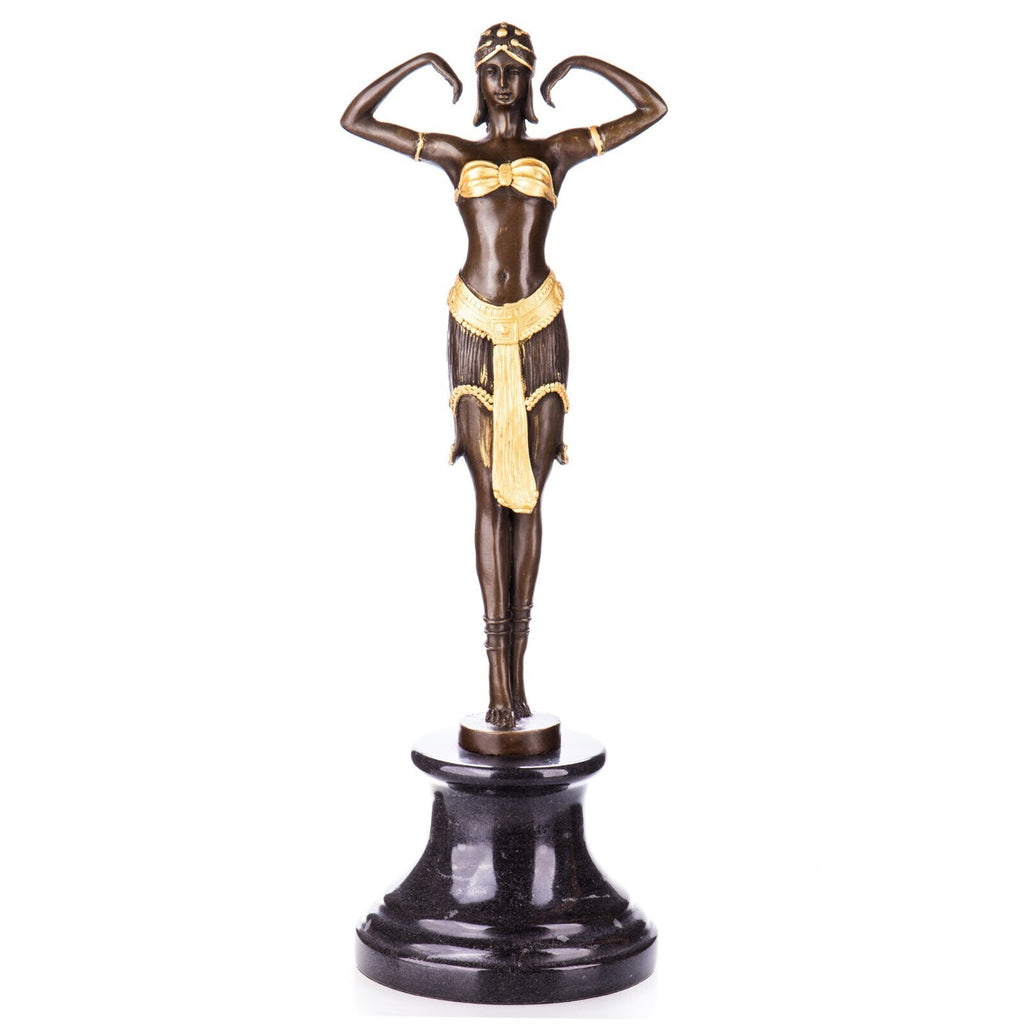 Bronze Skulptur Art Déco Tänzerin nach D.H Chiparus – signierte Figur auf Marmor