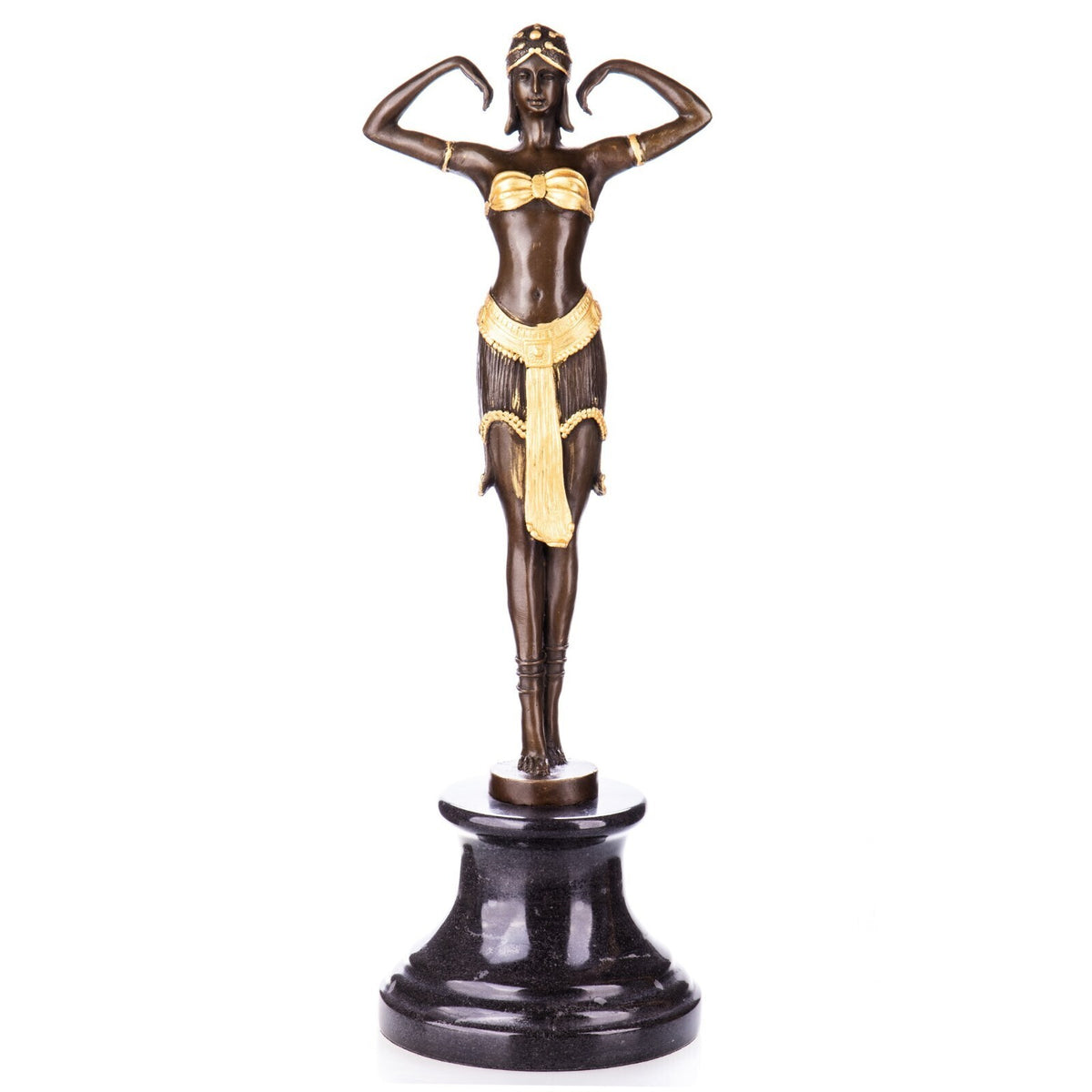 Bronze Skulptur Art Déco Tänzerin nach D.H Chiparus – signierte Figur auf Marmor
