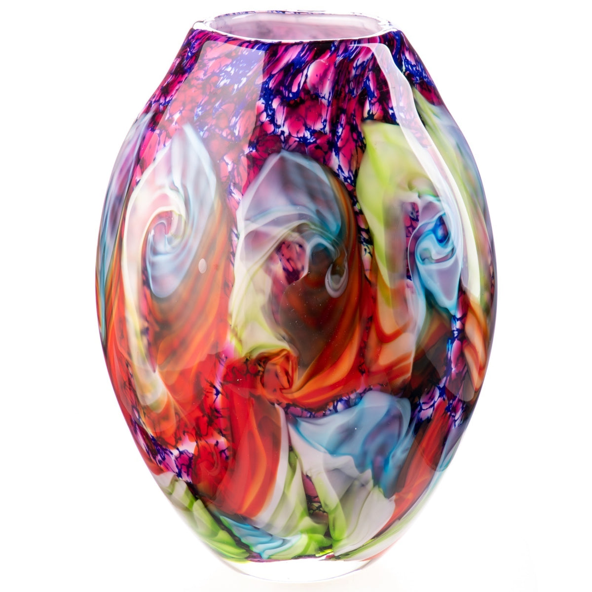 Exklusive Murano Glas Vase – Farbenprächtige Glasvase mit abstraktem Muster