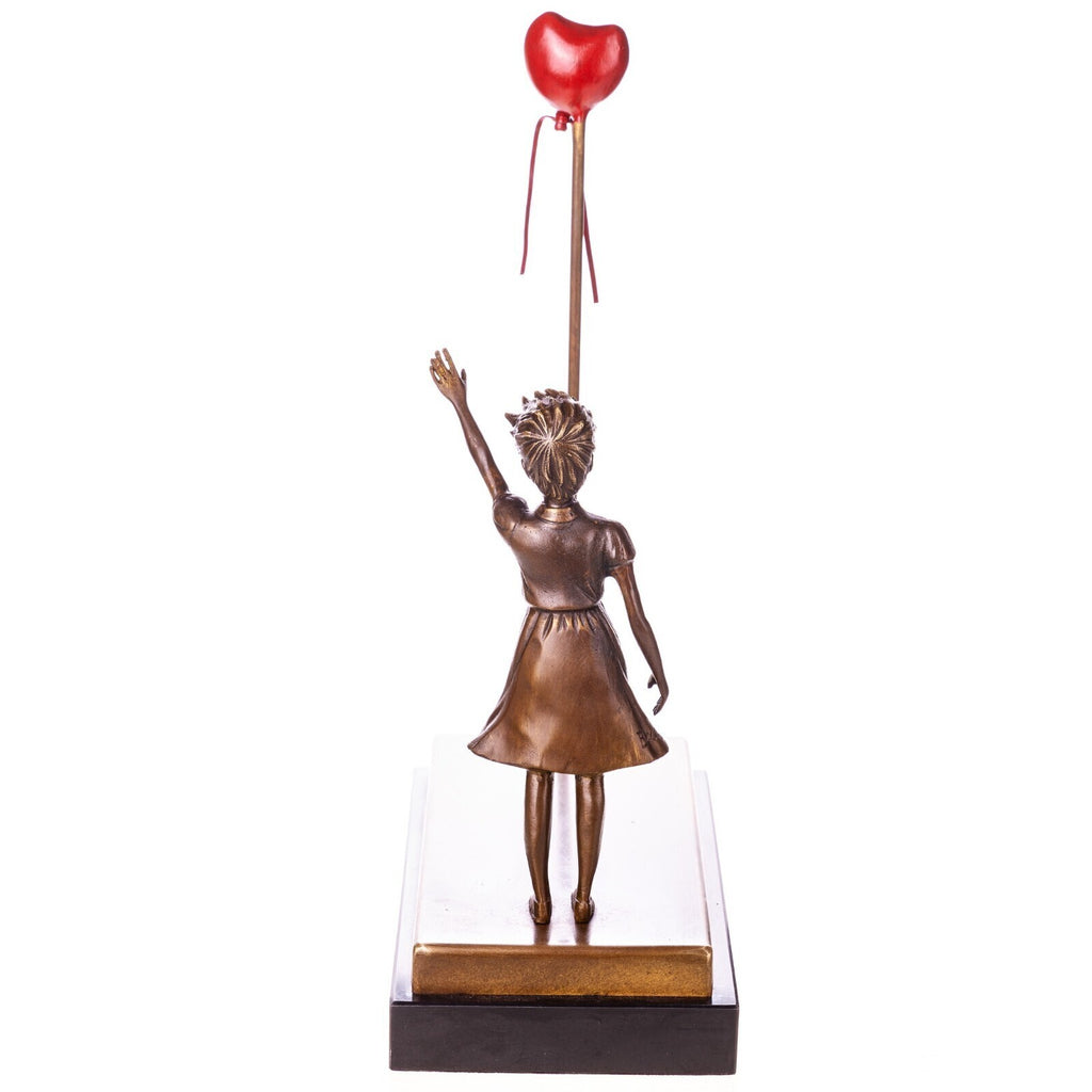 Bronze Skulptur Balloon Girl nach Banksy - signierte Bronzefigur auf Marmorsockel