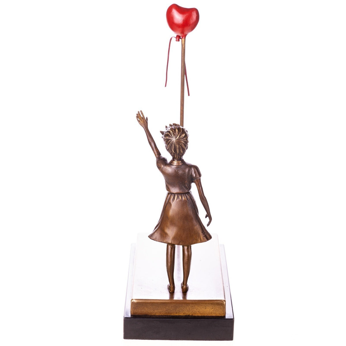 Bronze Skulptur Balloon Girl nach Banksy - signierte Bronzefigur auf Marmorsockel