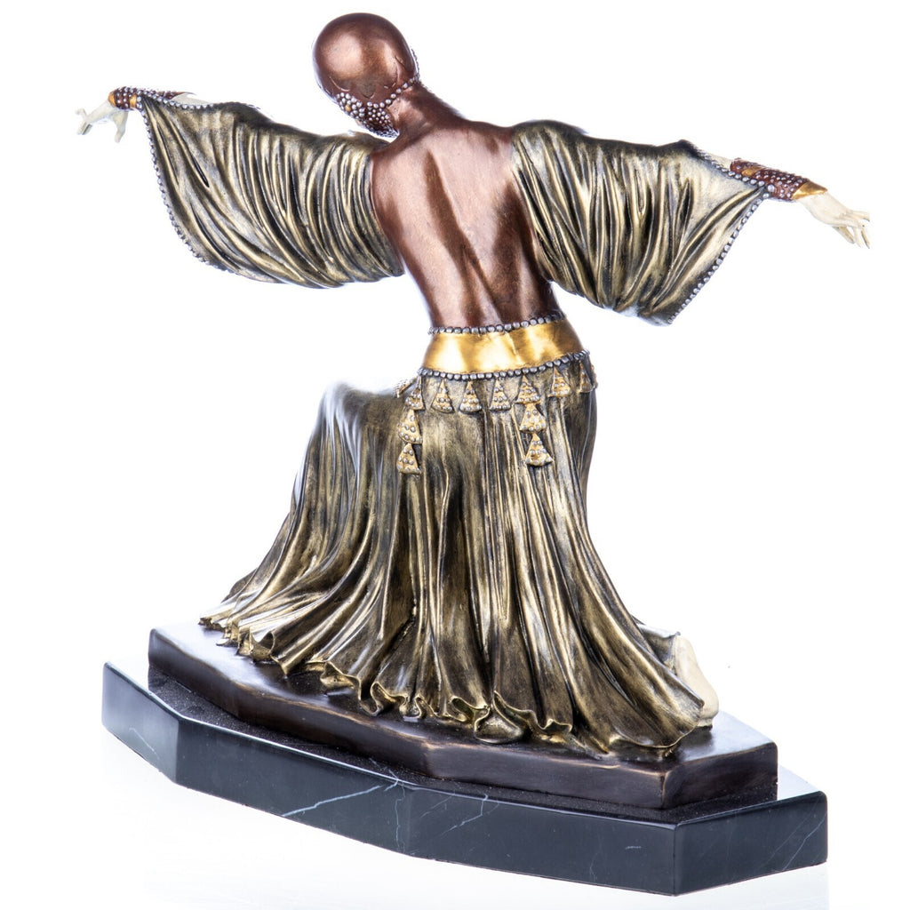 Bronzeskulptur Art Déco Tänzerin nach D.H. Chiparus auf MarmorSockel – signiert