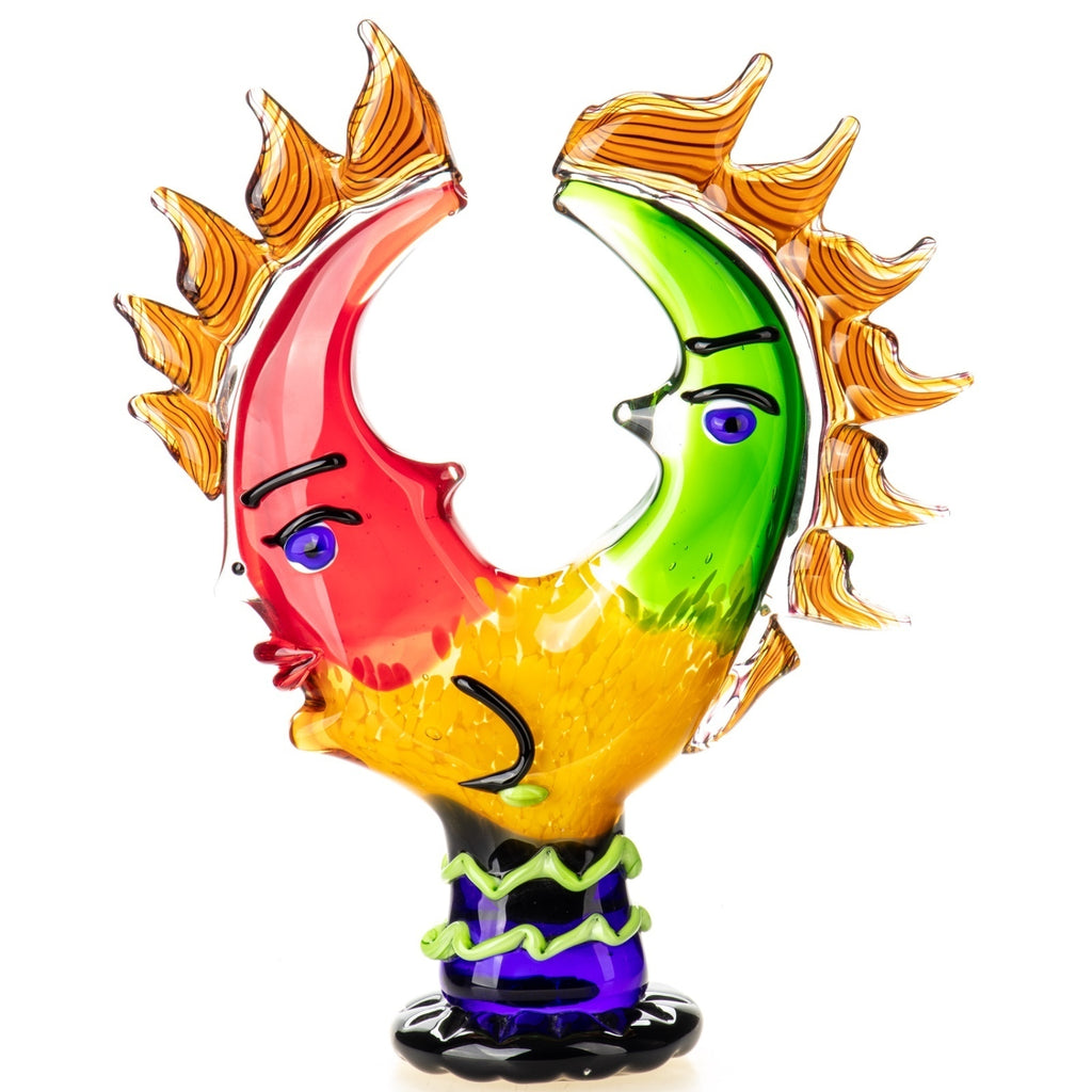 Murano Glasbüste bunt – Mundgeblasene Glas Skulptur mit zwei Gesichtern