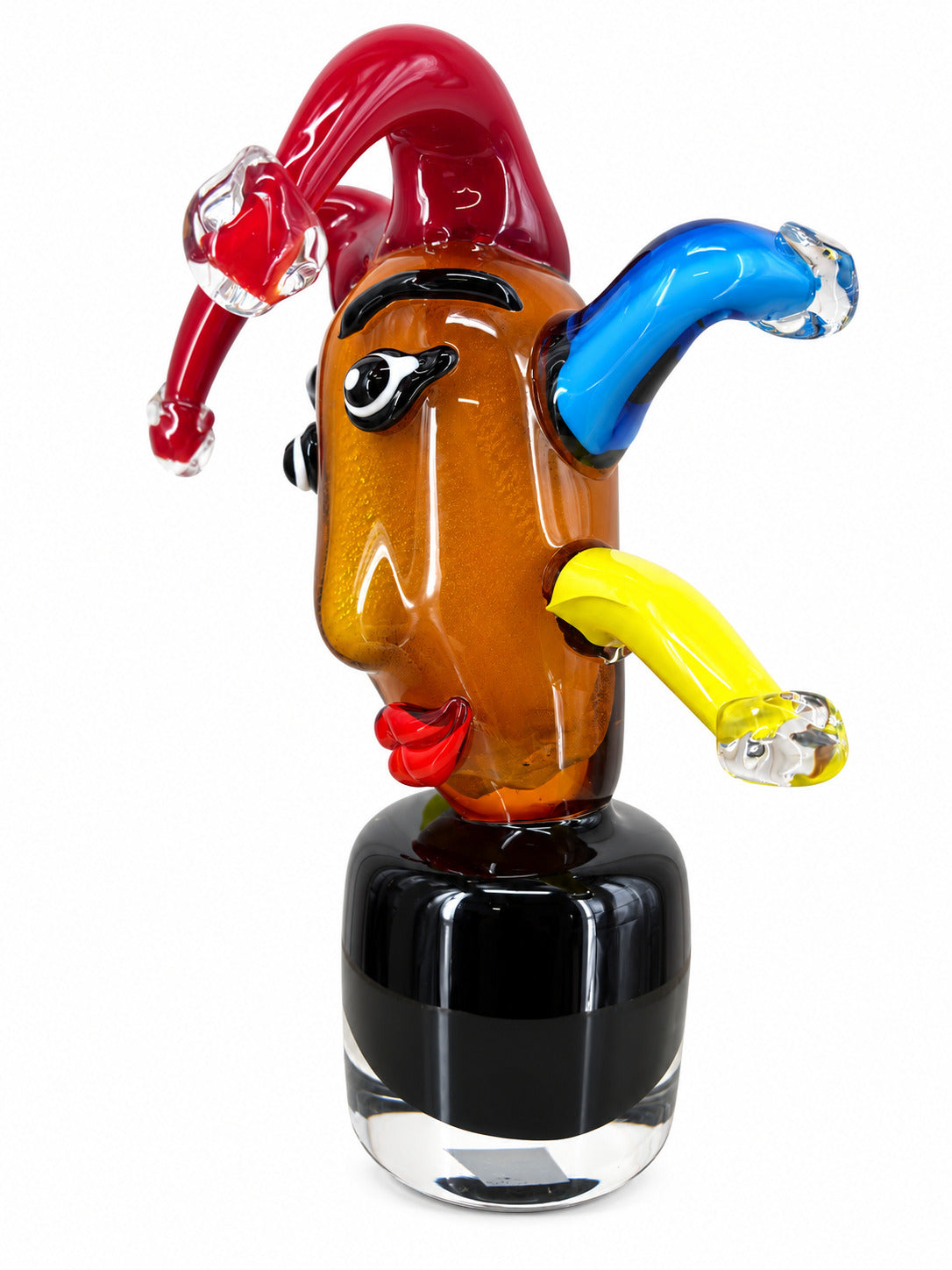 Exklusive Murano Glas Skulptur – Farbenfroher Harlekin mit ausdrucksstarkem Gesicht