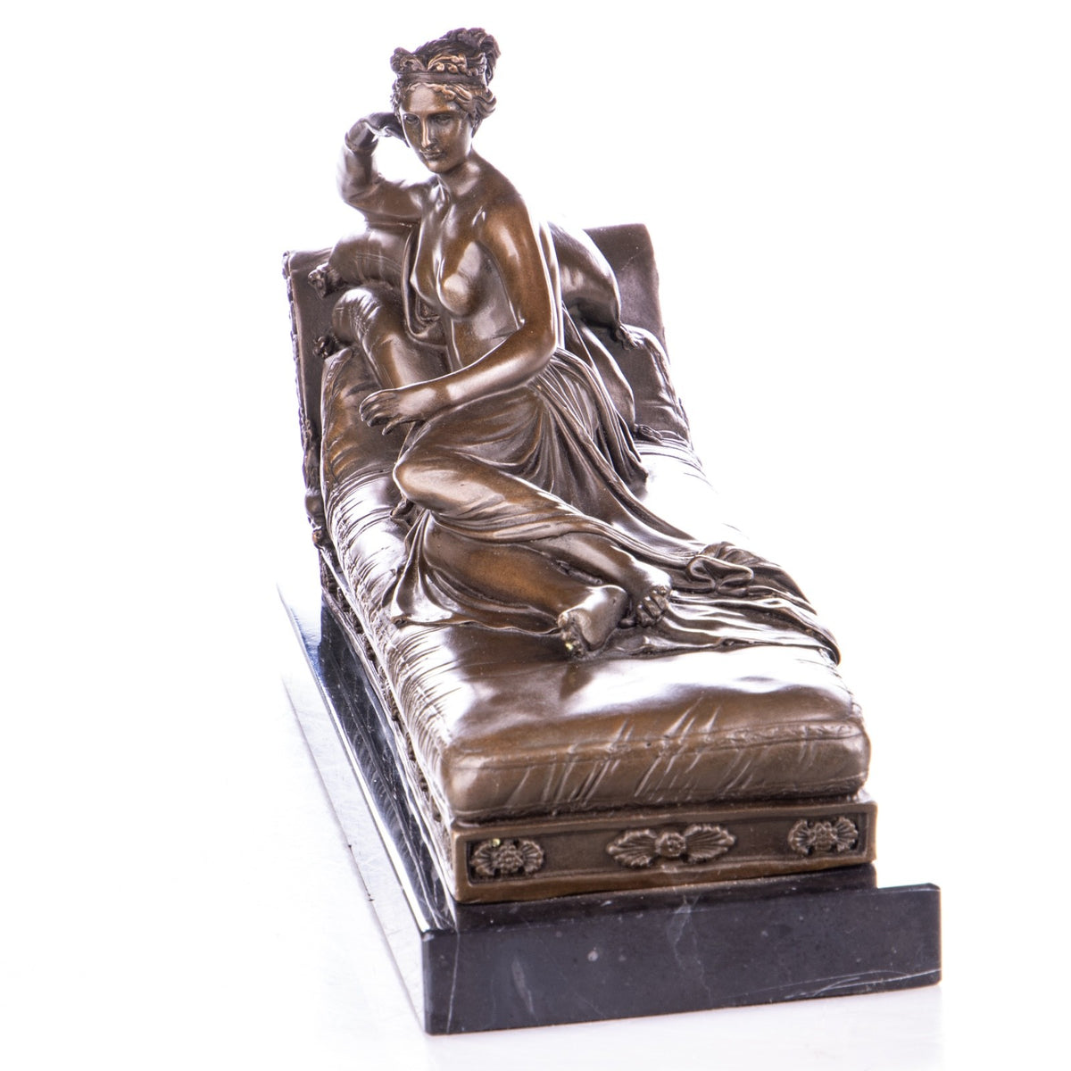 Bronze Skulptur Venus Victrix nach Canova - signierte Figur auf Marmorsockel