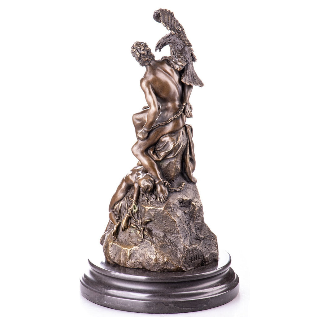 Bronze Skulptur Prometheus & Okeaniden mit Adler - signierte Figur Marmorsockel