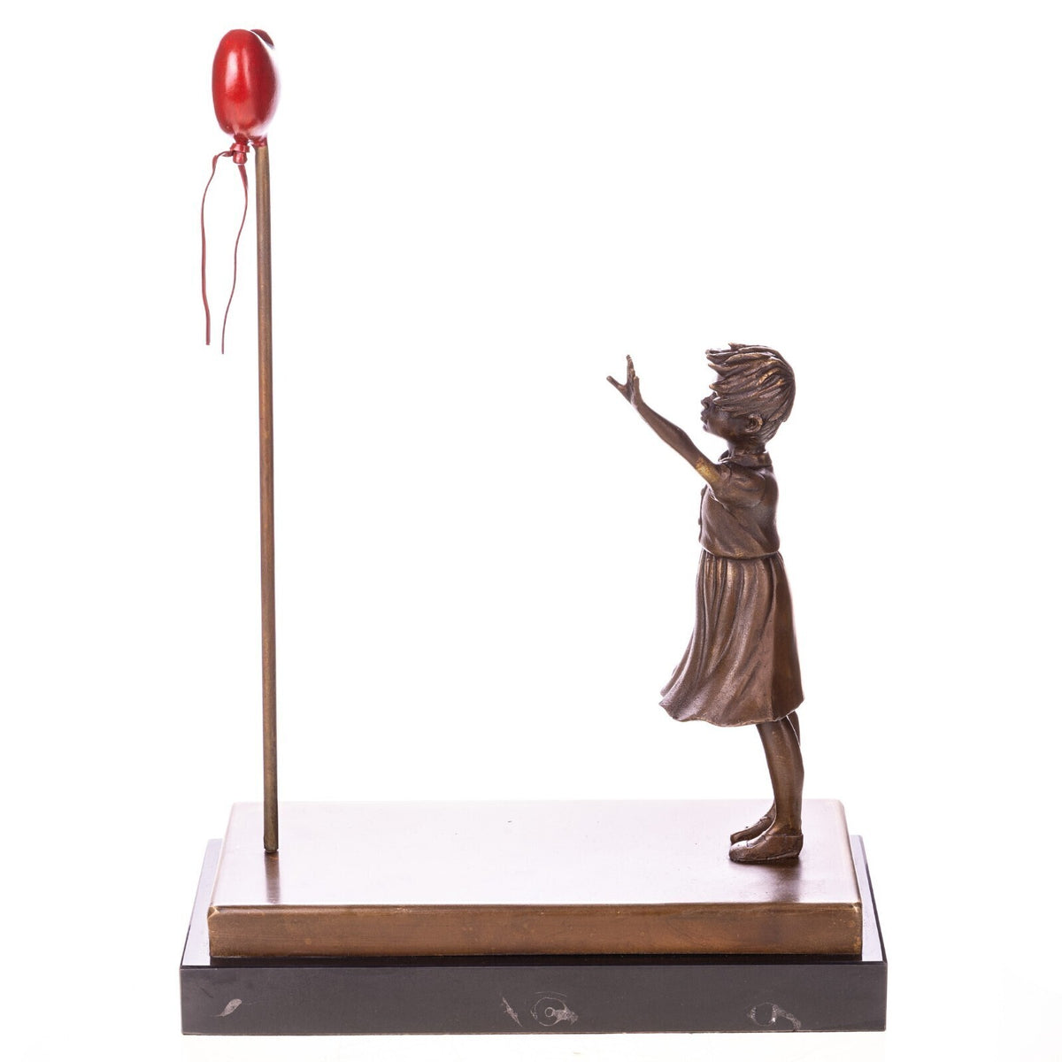 Bronze Skulptur Balloon Girl nach Banksy - signierte Bronzefigur auf Marmorsockel
