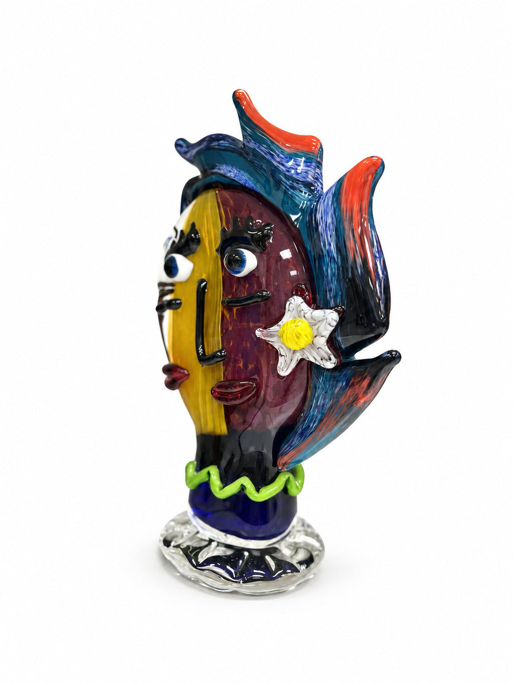 Murano Glasbüste bunt – Mundgeblasene Glas Skulptur mit abstraktem Gesicht