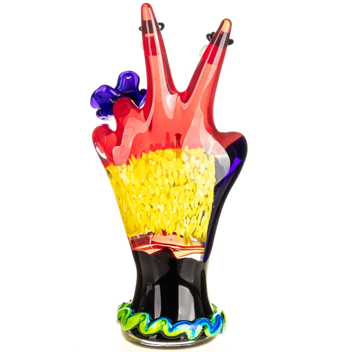 Exklusive Murano Glas Skulptur – Hand mit Gesicht und Blume