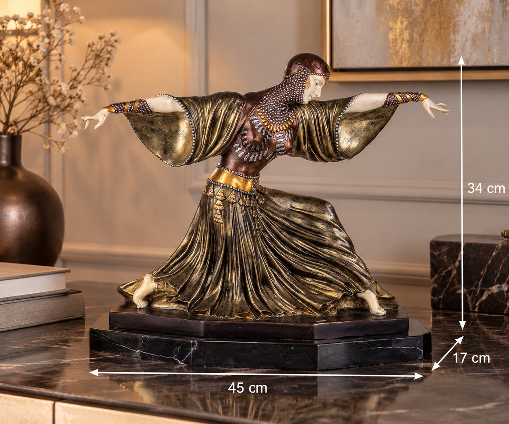 Bronzeskulptur Art Déco Tänzerin nach D.H. Chiparus auf MarmorSockel – signiert