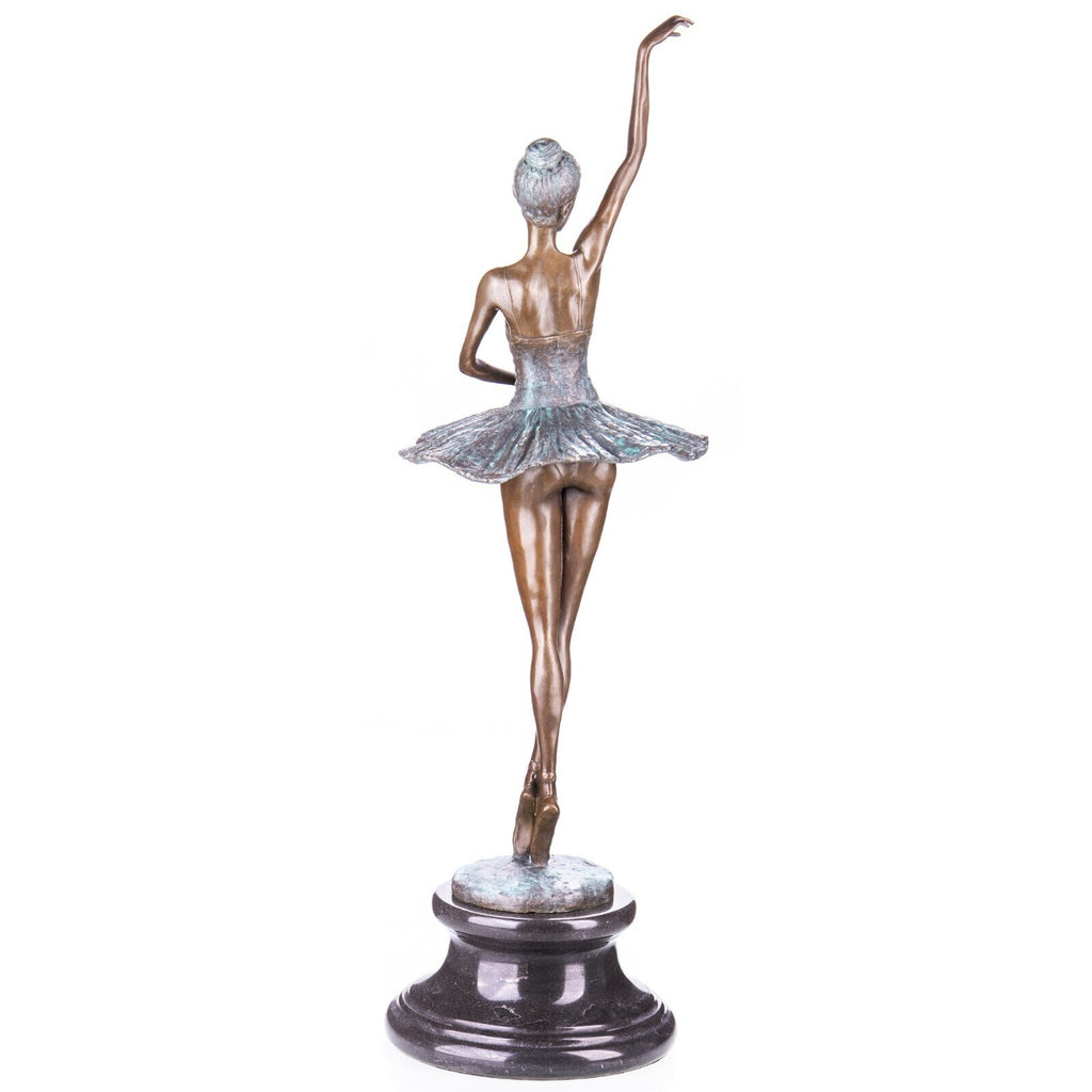 Bronze Skulptur Ballerina mit Patina auf Marmorsockel – signierte Tanzfigur