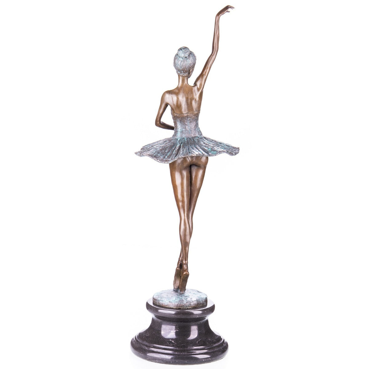 Bronze Skulptur Ballerina mit Patina auf Marmorsockel – signierte Tanzfigur