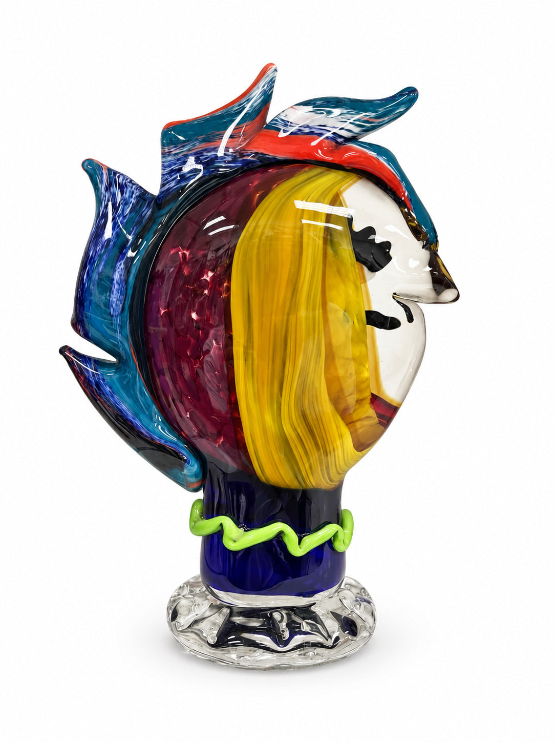 Murano Glasbüste bunt – Mundgeblasene Glas Skulptur mit abstraktem Gesicht