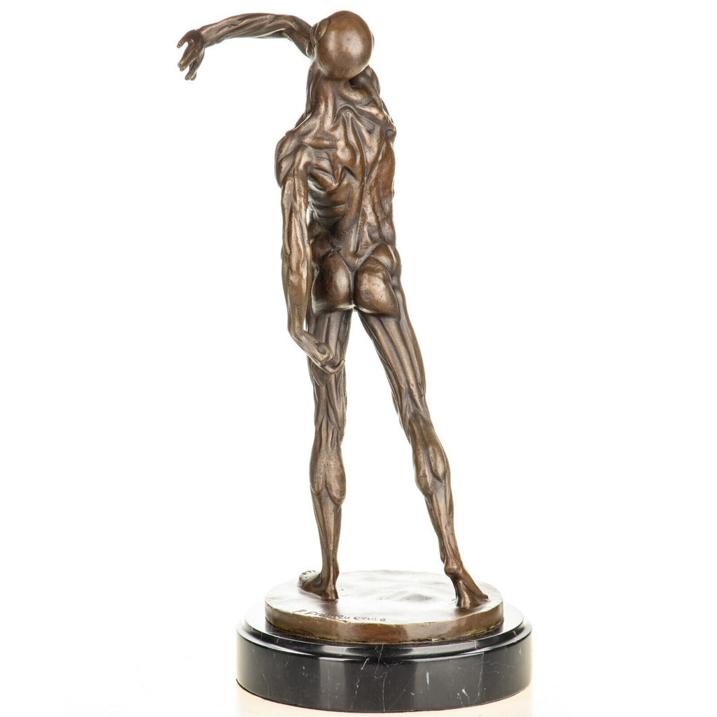 Bronze Skulptur Anatomie des Mannes – signierte Bronzefigur auf Marmorsockel