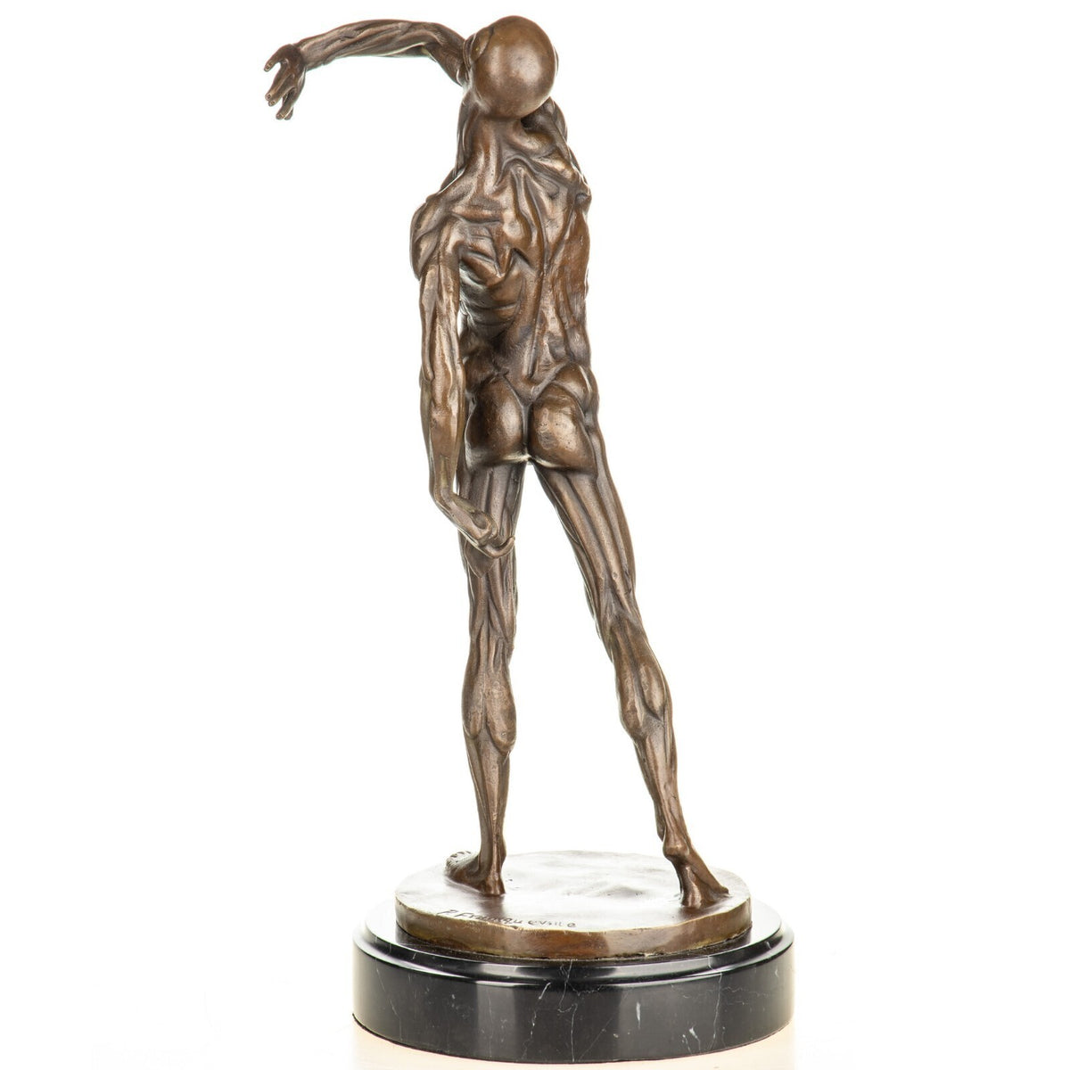 Bronze Skulptur Anatomie des Mannes – signierte Bronzefigur auf Marmorsockel