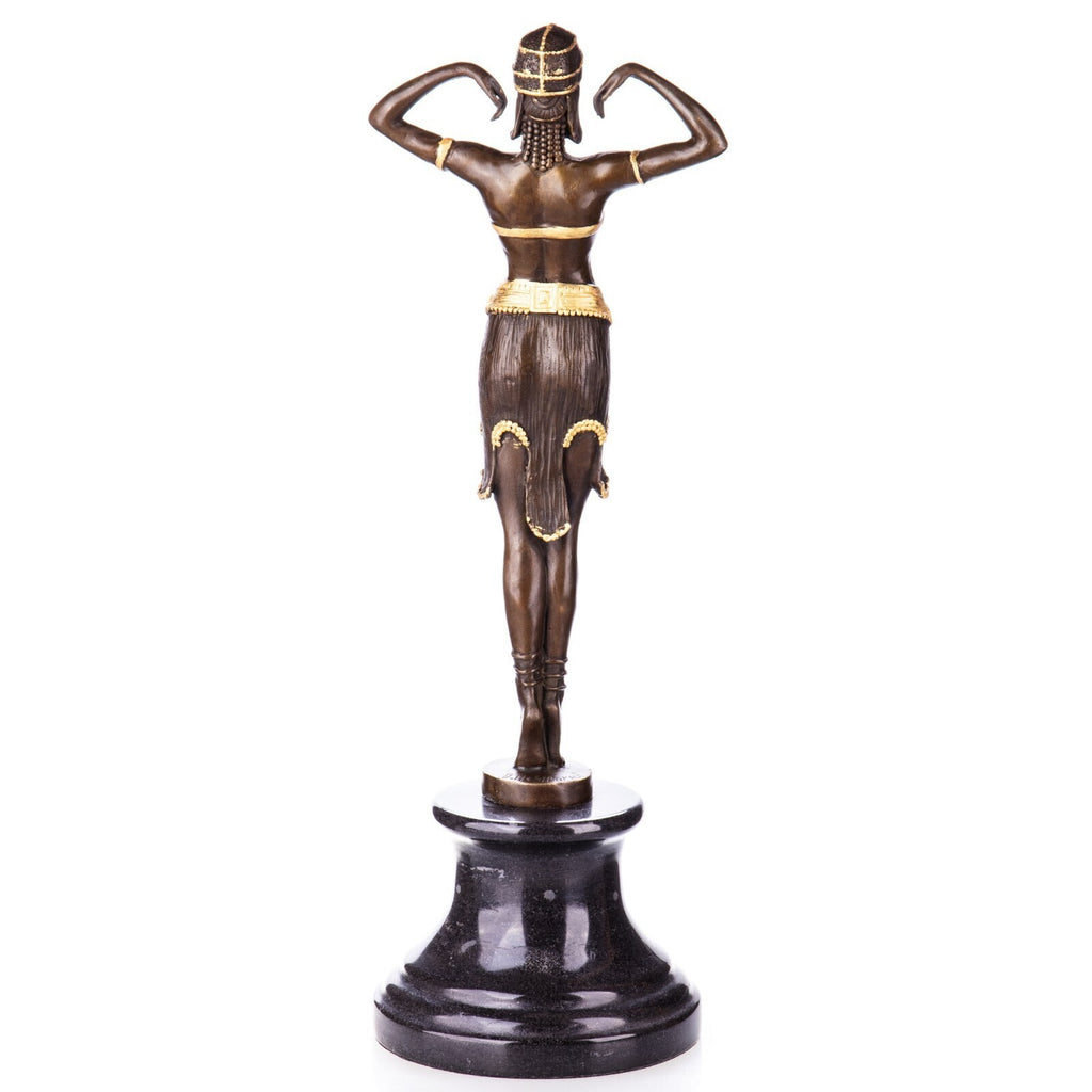 Bronze Skulptur Art Déco Tänzerin nach D.H Chiparus – signierte Figur auf Marmor
