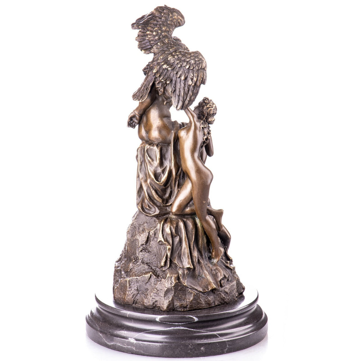 Bronze Skulptur Prometheus & Okeaniden mit Adler - signierte Figur Marmorsockel