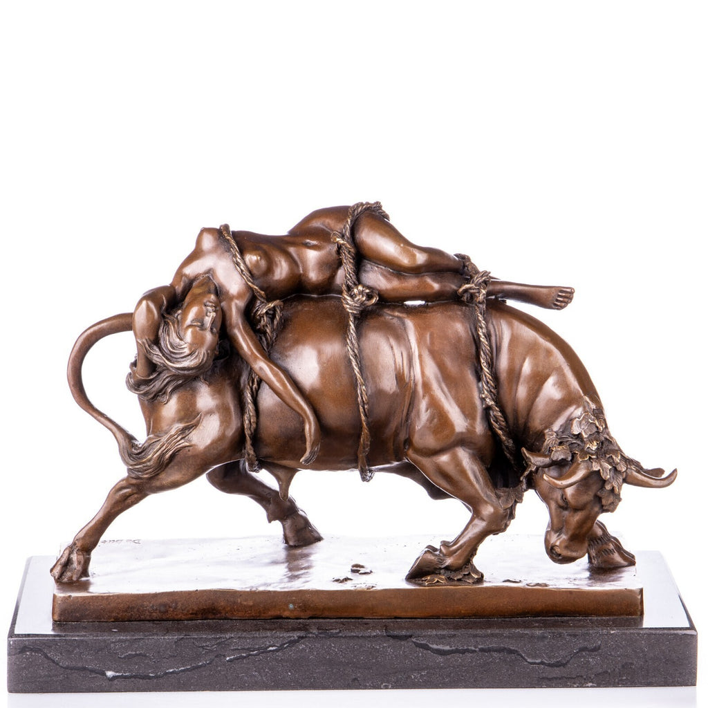 Bronze Skulptur Entführung Europas - signierte Mythologie Figur auf Marmorsockel