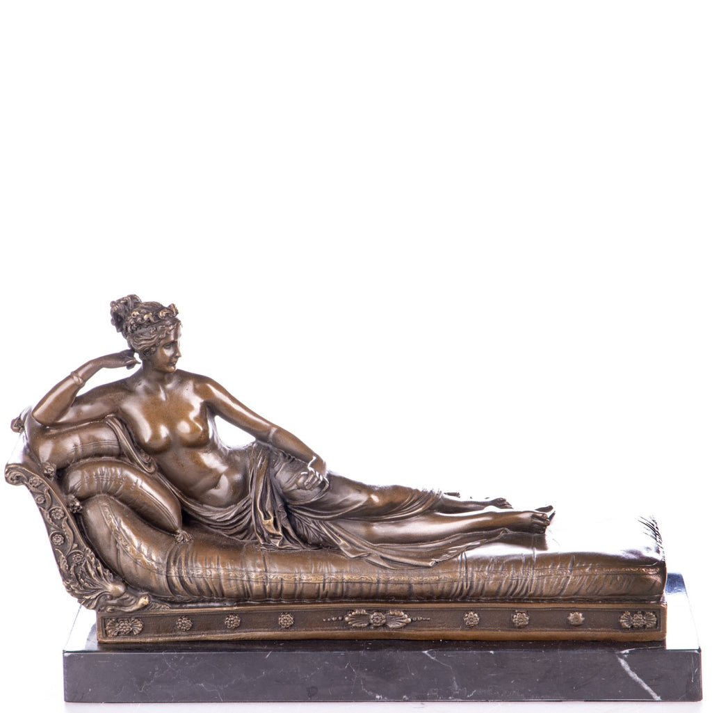 Bronze Skulptur Venus Victrix nach Canova - signierte Figur auf Marmorsockel
