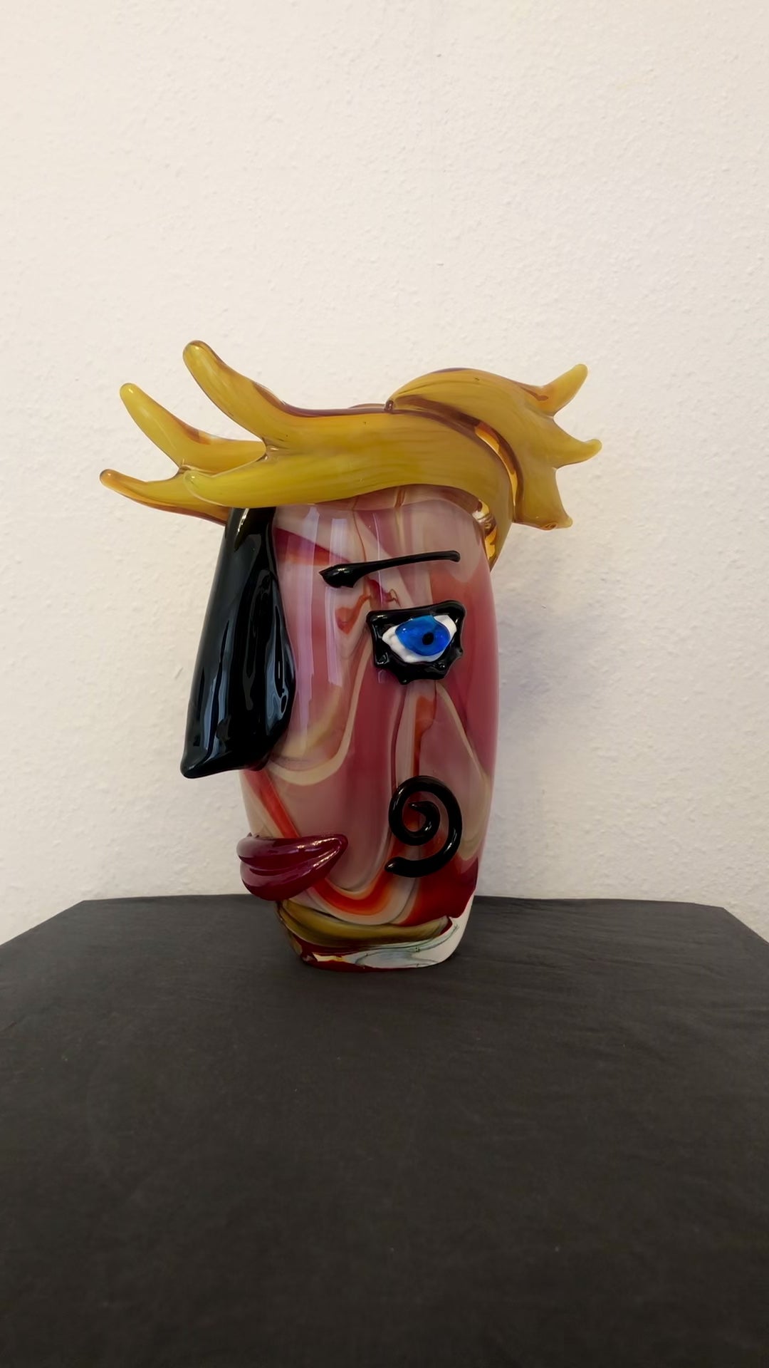 Skulptur/Vase aus Glas im Murano Stil als abstraktes Gesicht
